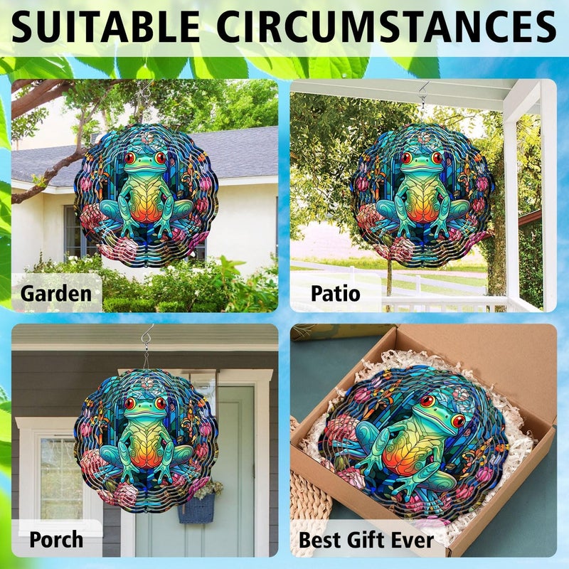 44memory Frog Yard and Garden Wind Spinner, Unique 3D Hanging Frog Wind Spinner - Image 5